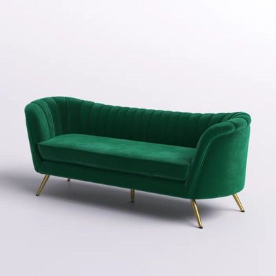 Tiberius 3 Seater Fabric Sofa Metal Leg Comfortable Seating Ideal for Living Room - Green