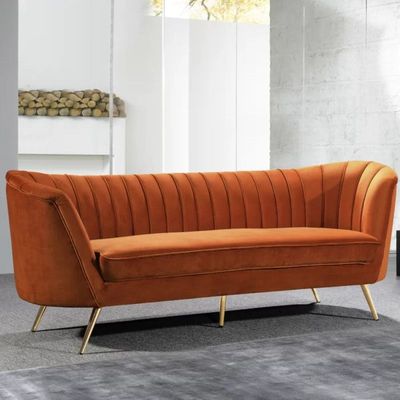 Tiberius 3 Seater Fabric Sofa Metal Leg Comfortable Seating Ideal for Living Room - Brown