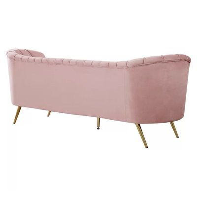 Tiberius 3 Seater Fabric Sofa Metal Leg Comfortable Seating Ideal for Living Room - Pink