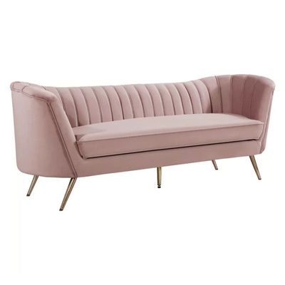 Tiberius 3 Seater Fabric Sofa Metal Leg Comfortable Seating Ideal for Living Room - Pink