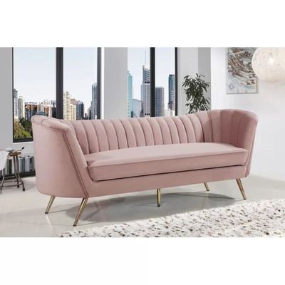Tiberius 3 Seater Fabric Sofa Metal Leg Comfortable Seating Ideal for Living Room - Pink