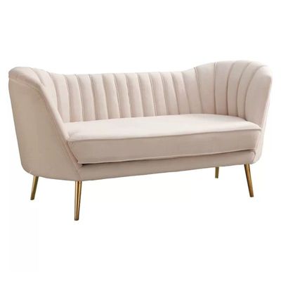 Tiberius 2 Seater Fabric Sofa Metal Leg Comfortable Seating Ideal for Living Room - Cream