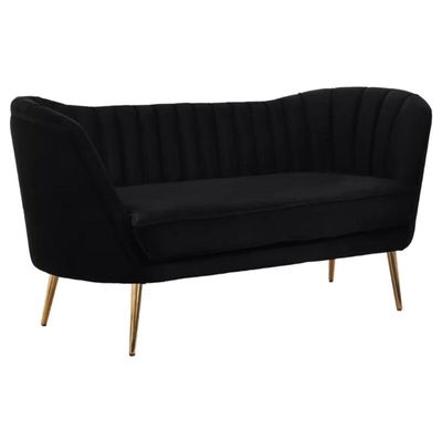 Tiberius 2 Seater Fabric Sofa Metal Leg Comfortable Seating Ideal for Living Room - Black