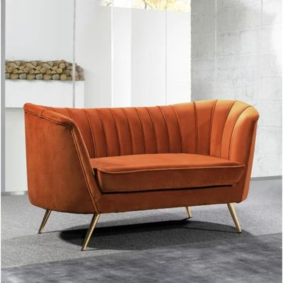 Tiberius 2 Seater Fabric Sofa Metal Leg Comfortable Seating Ideal for Living Room - Brown