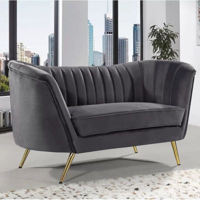 Tiberius 2 Seater Fabric Sofa Metal Leg Comfortable Seating Ideal for Living Room - Grey