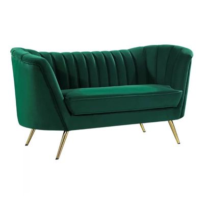 Tiberius 2 Seater Fabric Sofa Metal Leg Comfortable Seating Ideal for Living Room - Green