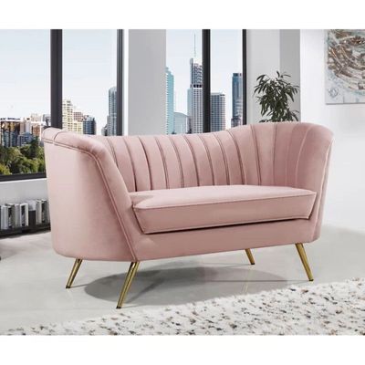 Tiberius 2 Seater Fabric Sofa Metal Leg Comfortable Seating Ideal for Living Room - Pink