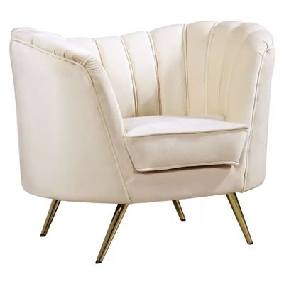 Tiberius 1 Seater Fabric Sofa Metal Leg Comfortable Seating Ideal for Living Room - Cream