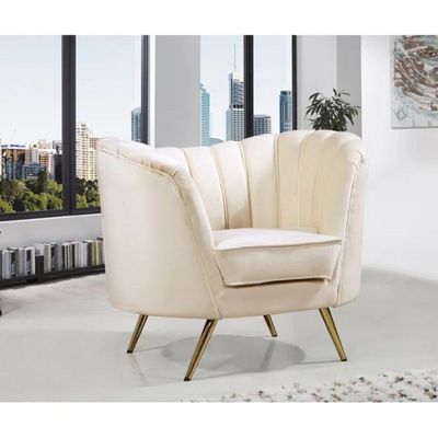 Tiberius 1 Seater Fabric Sofa Metal Leg Comfortable Seating Ideal for Living Room - Cream