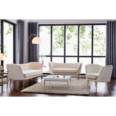 Tiberius 1 Seater Fabric Sofa Metal Leg Comfortable Seating Ideal for Living Room - Cream