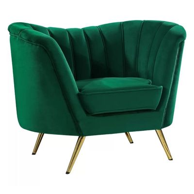 Tiberius 1 Seater Fabric Sofa Metal Leg Comfortable Seating Ideal for Living Room - Green