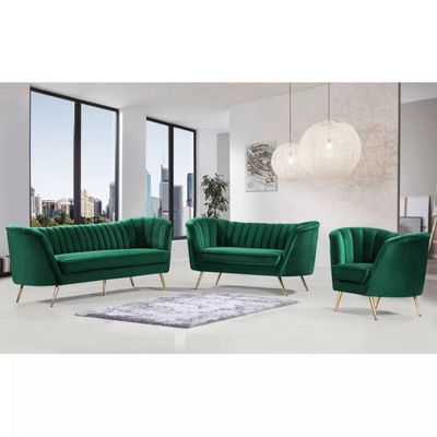 Tiberius 1 Seater Fabric Sofa Metal Leg Comfortable Seating Ideal for Living Room - Green