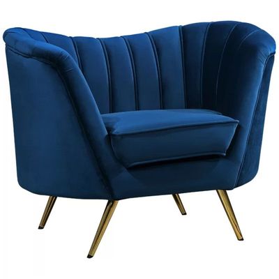 Tiberius 1 Seater Fabric Sofa Metal Leg Comfortable Seating Ideal for Living Room - Blue