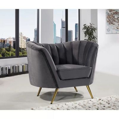 Tiberius 1 Seater Fabric Sofa Metal Leg Comfortable Seating Ideal for Living Room - Grey