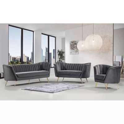 Tiberius 1 Seater Fabric Sofa Metal Leg Comfortable Seating Ideal for Living Room - Grey