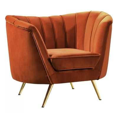 Tiberius 1 Seater Fabric Sofa Metal Leg Comfortable Seating Ideal for Living Room - Brown