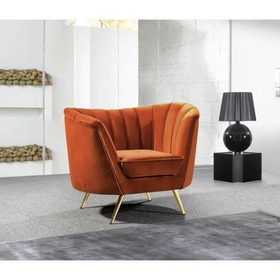 Tiberius 1 Seater Fabric Sofa Metal Leg Comfortable Seating Ideal for Living Room - Brown