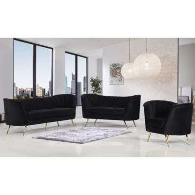 Tiberius 1 Seater Fabric Sofa Metal Leg Comfortable Seating Ideal for Living Room - Black