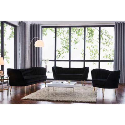 Tiberius 1 Seater Fabric Sofa Metal Leg Comfortable Seating Ideal for Living Room - Black