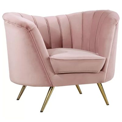 Tiberius 1 Seater Fabric Sofa Metal Leg Comfortable Seating Ideal for Living Room - Pink