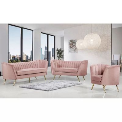 Tiberius 1 Seater Fabric Sofa Metal Leg Comfortable Seating Ideal for Living Room - Pink