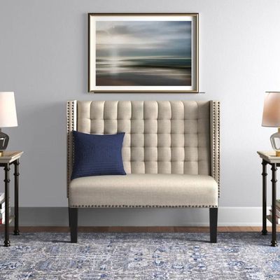 Attaway 2 Seater Fabric Sofa Wood Leg Comfortable Seating Ideal for Living Room - Beige