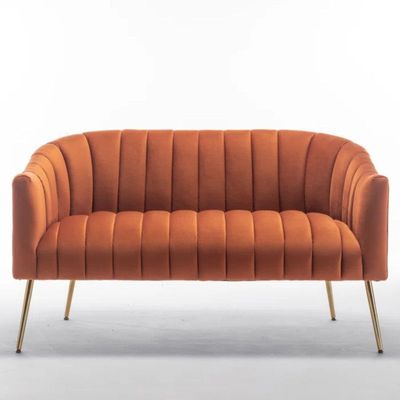 Murrow 2 Seater Fabric Sofa Metal Leg Comfortable Seating Ideal for Living Room - Orange