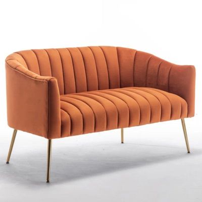 Murrow 2 Seater Fabric Sofa Metal Leg Comfortable Seating Ideal for Living Room - Orange