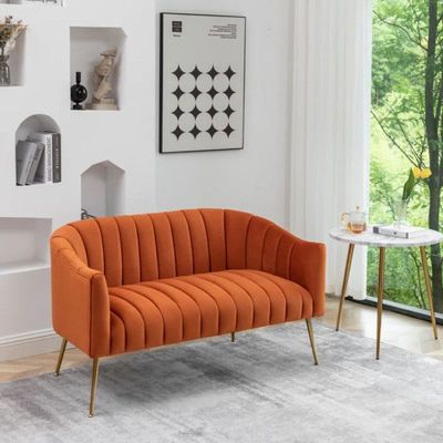 Murrow 2 Seater Fabric Sofa Metal Leg Comfortable Seating Ideal for Living Room - Orange