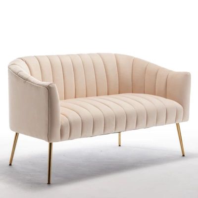Murrow 2 Seater Fabric Sofa Metal Leg Comfortable Seating Ideal for Living Room - Beige