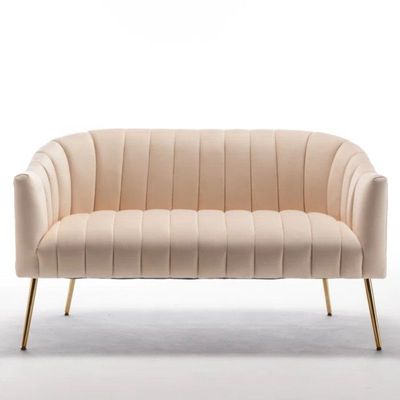 Murrow 2 Seater Fabric Sofa Metal Leg Comfortable Seating Ideal for Living Room - Beige