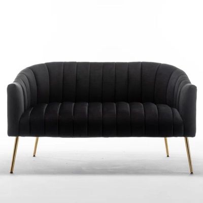 Murrow 2 Seater Fabric Sofa Metal Leg Comfortable Seating Ideal for Living Room - Black