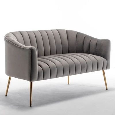 Murrow 2 Seater Fabric Sofa Metal Leg Comfortable Seating Ideal for Living Room - Grey