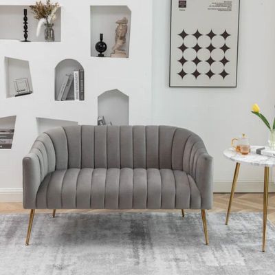 Murrow 2 Seater Fabric Sofa Metal Leg Comfortable Seating Ideal for Living Room - Grey
