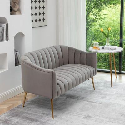 Murrow 2 Seater Fabric Sofa Metal Leg Comfortable Seating Ideal for Living Room - Grey