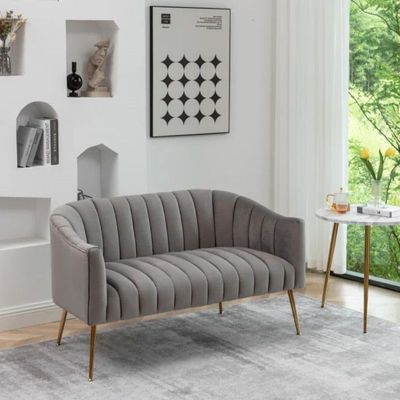 Murrow 2 Seater Fabric Sofa Metal Leg Comfortable Seating Ideal for Living Room - Grey