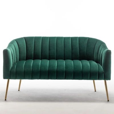 Murrow 2 Seater Fabric Sofa Metal Leg Comfortable Seating Ideal for Living Room - Green