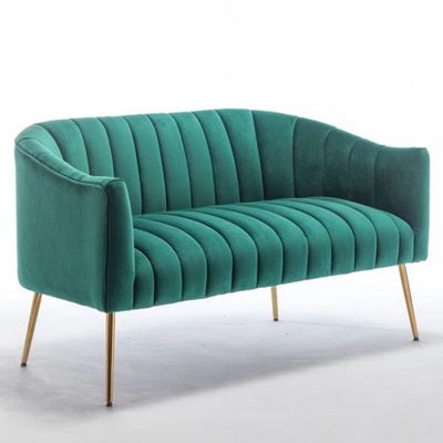 Murrow 2 Seater Fabric Sofa Metal Leg Comfortable Seating Ideal for Living Room - Green