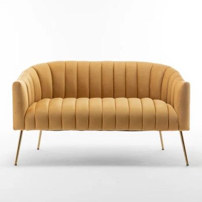 Murrow 2 Seater Fabric Sofa Metal Leg Comfortable Seating Ideal for Living Room - Yellow