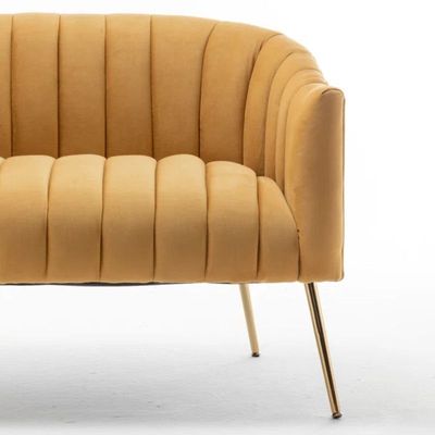 Murrow 2 Seater Fabric Sofa Metal Leg Comfortable Seating Ideal for Living Room - Yellow