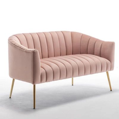 Murrow 2 Seater Fabric Sofa Metal Leg Comfortable Seating Ideal for Living Room - Pink