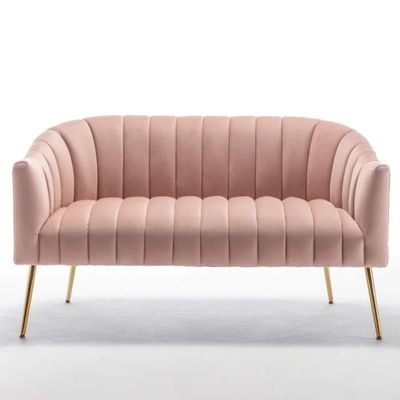 Murrow 2 Seater Fabric Sofa Metal Leg Comfortable Seating Ideal for Living Room - Pink