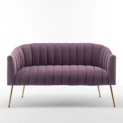 Murrow 2 Seater Fabric Sofa Metal Leg Comfortable Seating Ideal for Living Room - Purple