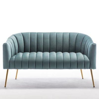 Murrow 2 Seater Fabric Sofa Metal Leg Comfortable Seating Ideal for Living Room - Turquoise