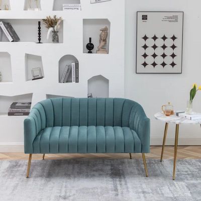 Murrow 2 Seater Fabric Sofa Metal Leg Comfortable Seating Ideal for Living Room - Turquoise