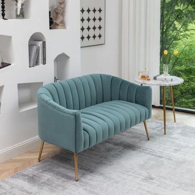 Murrow 2 Seater Fabric Sofa Metal Leg Comfortable Seating Ideal for Living Room - Turquoise