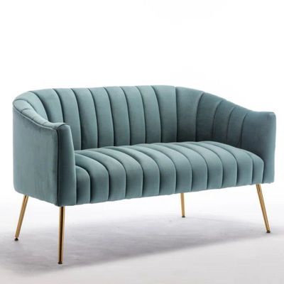 Murrow 2 Seater Fabric Sofa Metal Leg Comfortable Seating Ideal for Living Room - Turquoise