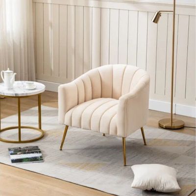 Murrow 1 Seater Fabric Sofa Metal Leg Comfortable Seating Ideal for Living Room - Beige