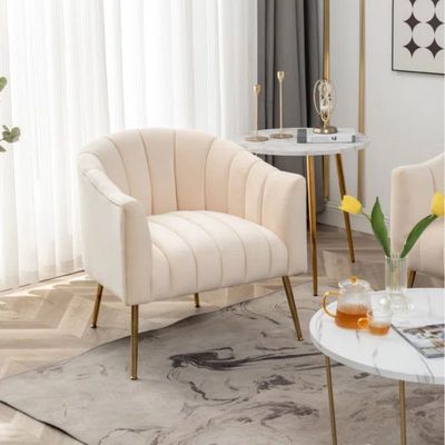 Murrow 1 Seater Fabric Sofa Metal Leg Comfortable Seating Ideal for Living Room - Beige