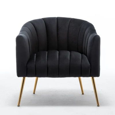 Murrow 1 Seater Fabric Sofa Metal Leg Comfortable Seating Ideal for Living Room - Black